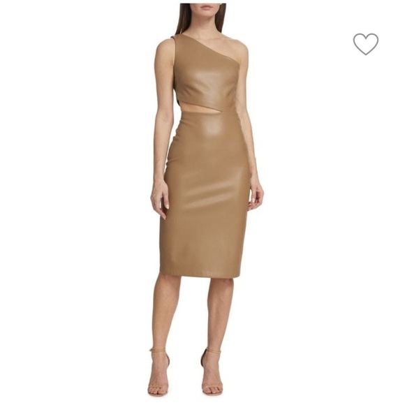 L'AGENCE Aliyah Faux Leather Midi Dress - Picture 1 of 9